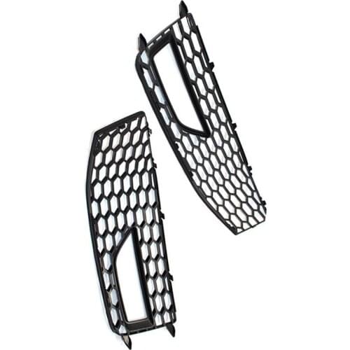 B8.5 RS4 Fog Light Grilles for 2013- - A4 S-Line Front Bumper Gloss Black