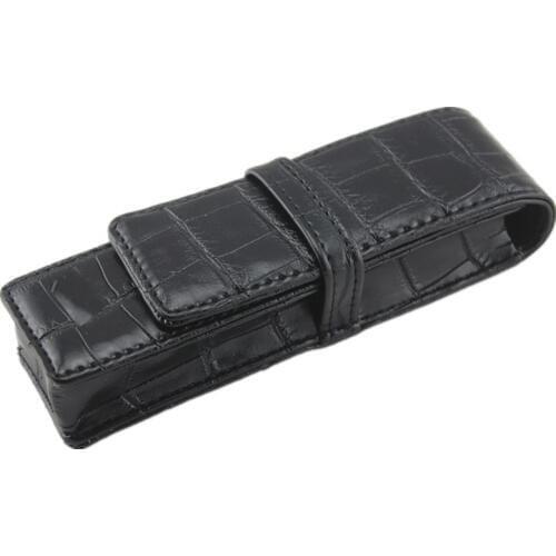 Luxury black CROCODILE pattern leather bag office special pen case for Two pens fountain pen , Wholesale Price