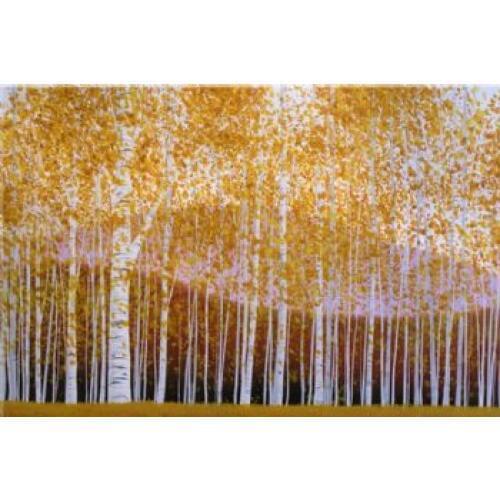 Hand Painted Oil Painting Aspen Grove-Landscape Oil Paintings-Modern Canvas Art Wall Decor