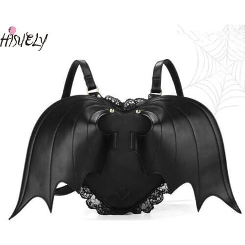 HISUELY Women Backpack Bat Wing Backpack Punk Stylish Newest School Bag for Girls Angel Wings Backpack Cute Little Devil Package