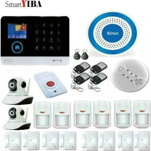 Smart YIBA Support IOS And Android Color WiFi GSM Wireless Home Security Alarm System, Automatic Dial +Smoke Sensor Same House