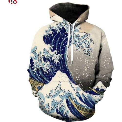 Sea Waves Hoodies Men Women 3D Print with Hood Sweatshirts Sportswear Casual Jogging Streetwear X531