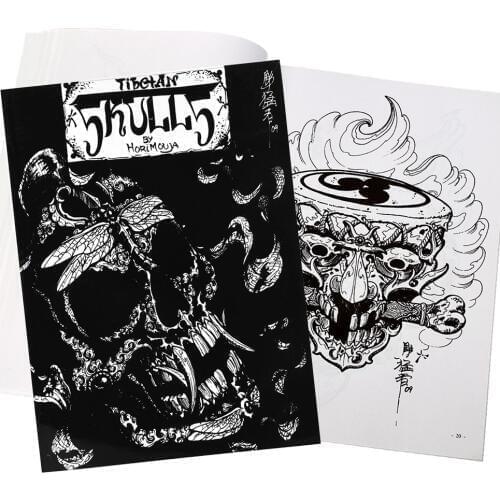 Tattoo Flash Books Skulls Skeleton Design Tattoo Manuscript Sketch Body Tattoos Books Flash A4 size Tibetan 50 Pages