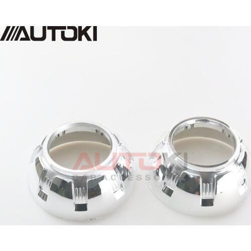 Autoki High Temperature Resistant Chrome Projector Orbit Shrouds Masks Hoods For 2.5/ 3.0 inch Q5 E5 WST Bixenon Projector Lens