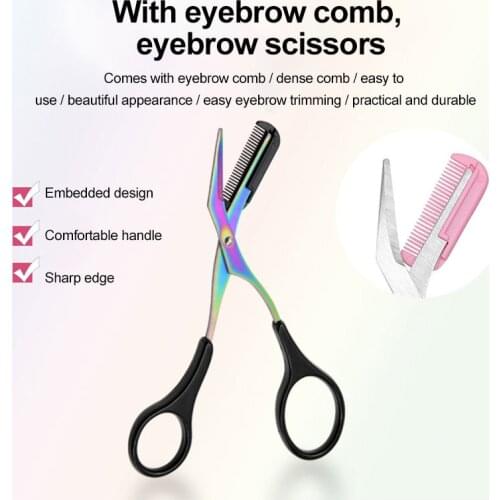 Eyebrow Trimmer Scissor with Comb Facial Hair Removal Grooming Shaping Shaver Washable Eyelash Hair Scissors Makeup Accessories
