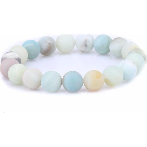 2016 New Natural Round Natural Stone Matte Amazonite Beads Bracelet Buddha Head Bracelets &Bangle for Women Ladies Jewelry