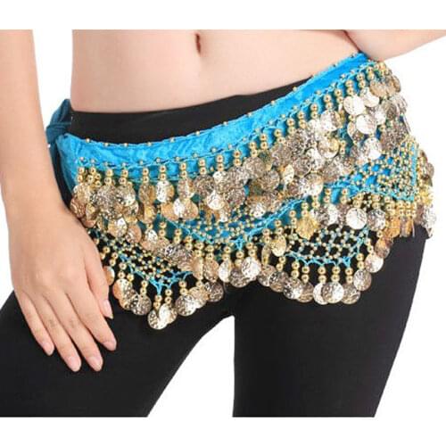 Wholesale BELLY DANCE HIP scarves 320 piece coins gold & silver -turquoise colors