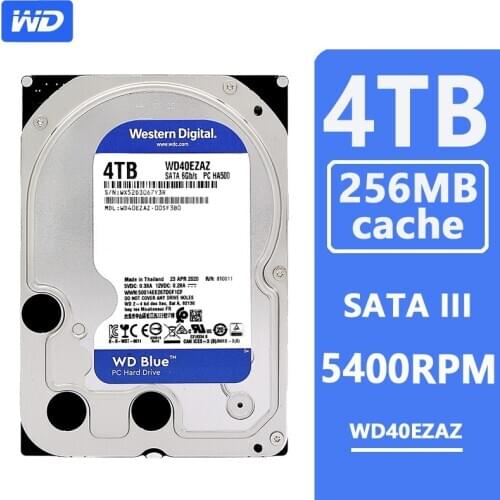 WD Blue 4TB HDD Hard Drive Disk HD SATA III 256MB Cache 5400 RPM 4 TB 3.5" 35 Harddisk for Desktop PC Computer