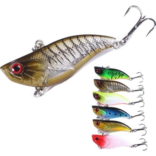 1PC VIB Fishing Bait 6cm 13.4g Vibration Vibe Rattle Hooks Plastic Hard Lure 6Colors fly fishing Carp Pike Fishing Tackle