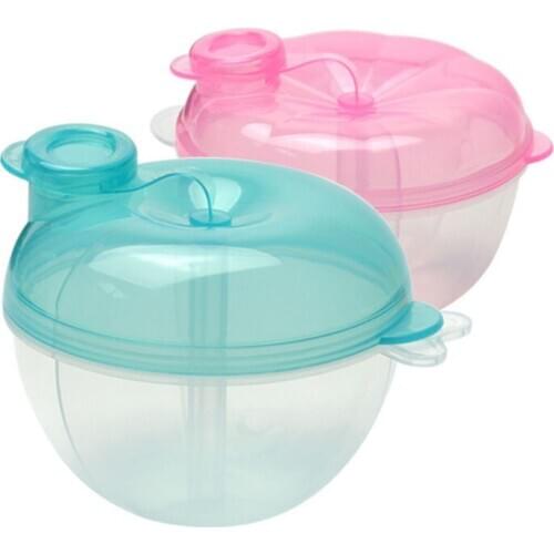 1Pcs Three-grid Rotating Milk Powder Box Apple Shape Food Grade PP Baby Milk Powder Box Baby Snack Food Storage Box