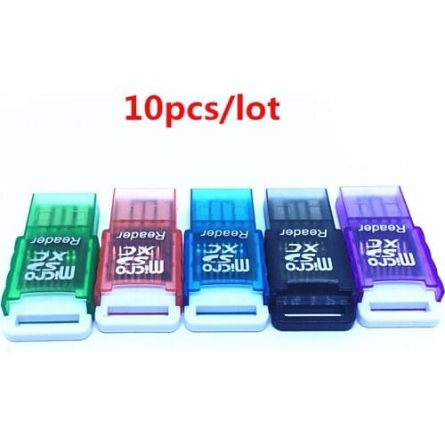 10pcs/LOT MINI USB2.0 Card Reader Card Adapter Support TF micro SDHC SDXC SD card up to 256GB For Computer