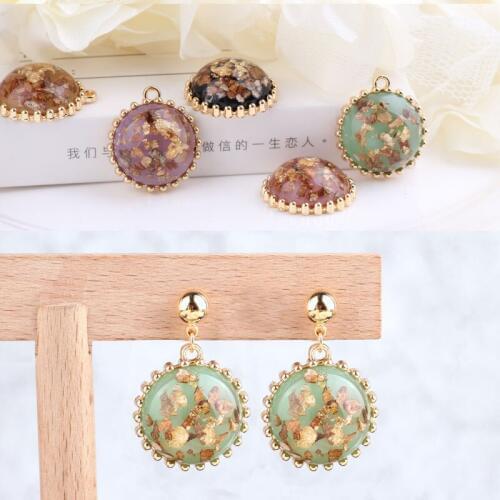 10pcs/lot Vintage resin round half ball shape charm Hair accessories Diy earring pendants handmade jewelry accessories