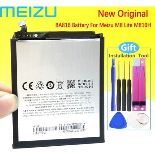 Meizu 100% Original BA816 3200mAh New Production Battery For Meizu M8 M8 Lite V8 Phone High Quality Battery+Tracking Number