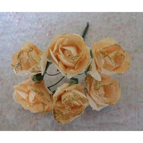 2.5-3CM,artificial cheap paper flower rose with glitter,diy craft accessories for scrapbooking&wedding decor garland&gift box