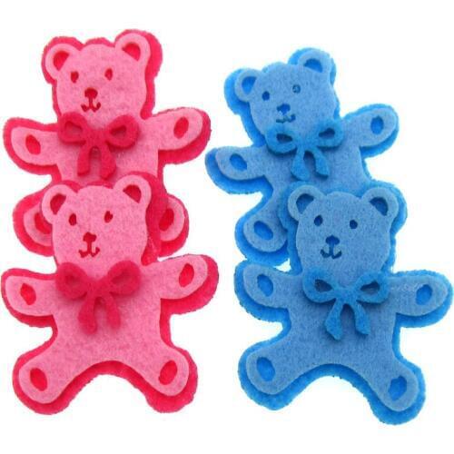 20pcs Nonwoven fabric Bear Bowknot Bear Applique Baby Shower Baptism Gender Reveal Party Decorations Craft 4.7 x 4.7cm