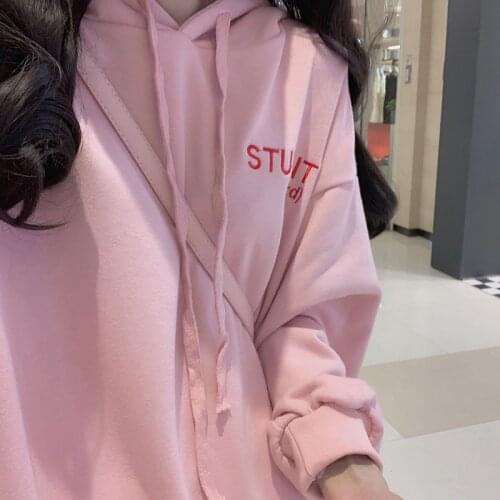 2019 Winter Casual Women Hoodies Sweatshirts Long Sleeve Pink Girl Pullovers Loose Hooded Female Thick Coat Sweatshirts
