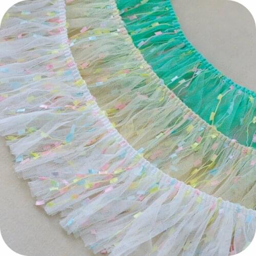 5 Yard/Lot Candy color dot tassel fringe gauze laciness trim handmade diy doll children clothes skirt lace fabric accessories