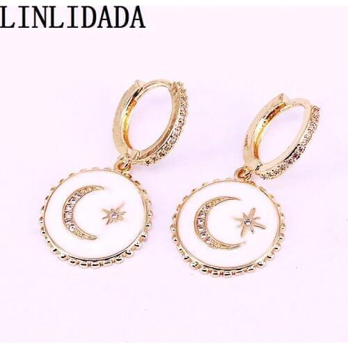 8Pair Fashion Jewelry For Women Enamel Zirconia Micro Pave Round Dangle Earrings For Women Girls