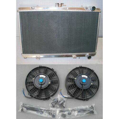 For aluminum 52mm racing radiator & Fans fit Nissan 200SX S13 CA18DET 1.8 Turbo 1988-1994 MT brand new
