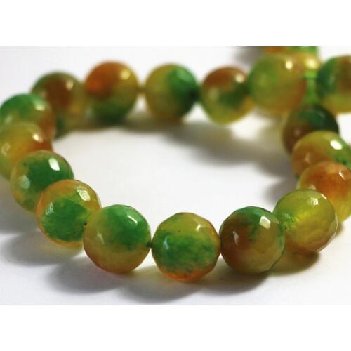 Natural Green Yellow Color Stone Chalcedony Jades 6mm 8mm 10mm 12mm Faceted Round Loose Beads Diy Jewelry Findings 15 Inches A22