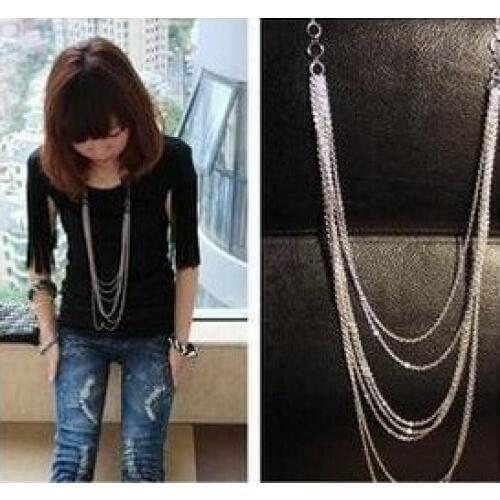 Fashion multi-layer tassel chain necklace cross chain bone snake female article long sweater chain necklace fashion wild accesso