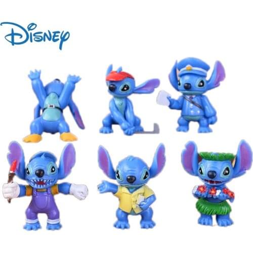 6pcs/set Disney Cute Stitch Action Figure Lilo & Stitch Anime Figures Kawaii Mini Dolls Model Cake Decor Kids Toys Girls Gifts