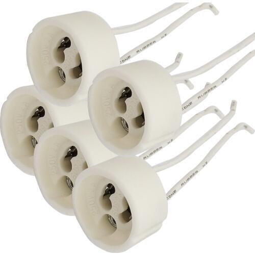 Gu10 Light Socket Gu10 LED Spotlight Socket, Gu10 Lamp Holder, Ceramic,Silicon Wire 10cm Long