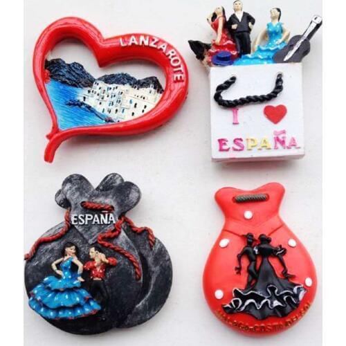 Hot Sale Hand-painted Spain Flamenco Dancing 3D Fridge Magnets Tourism Souvenirs Refrigerator Magnetic Stickers Wedding Gift