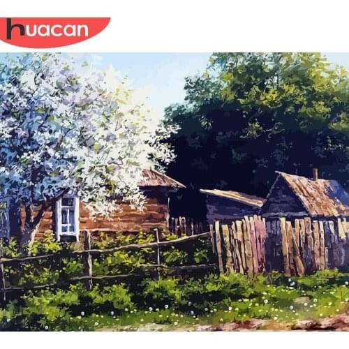 HUACAN Paint By Number House Drawing On Canvas Gift DIY Pictures By Numbers Landscape Kits Hand Painted Painting Art Home Decor