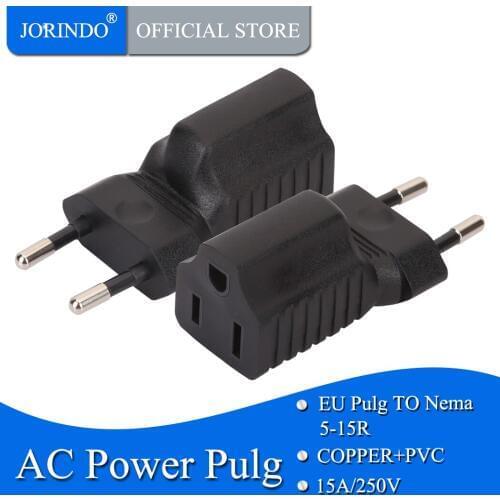 JORINDO EU TO 5-15R Europe male to US 3pin female, Eu to 5-15R power adapter female, Eu to 5-15R power adapter