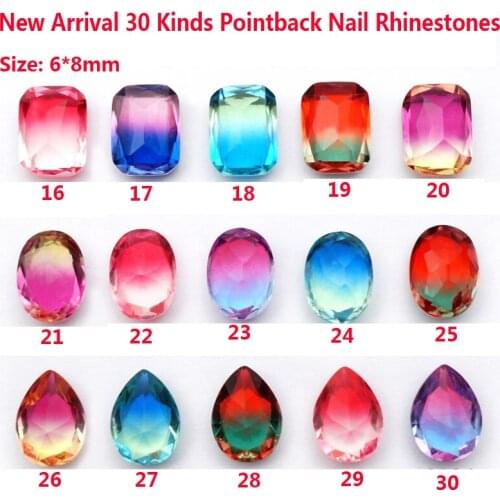 2018 New K9 20pcs 30 Kinds Pointback nail glass Rhinestones Designs Nail Art Rhinestones 3D Decorations