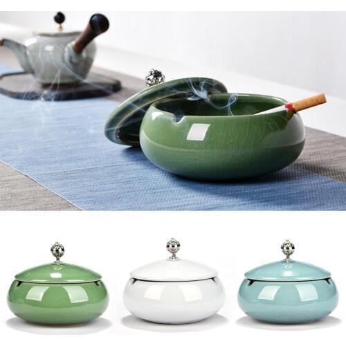 Creative Ceramic Cigar Smoking Cigarette Ashtray with Lid Cigarette Holder Home Office Desktop Decor