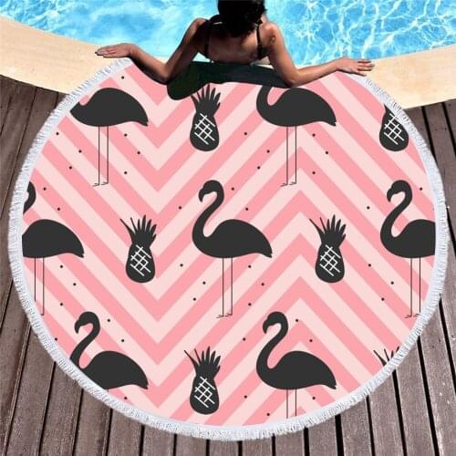 Round Beach Towels Summer Flamingo Thick Bath Shower Towel 150cm Circle Beach Swim Yoga Mat Cover Up serviette de plage