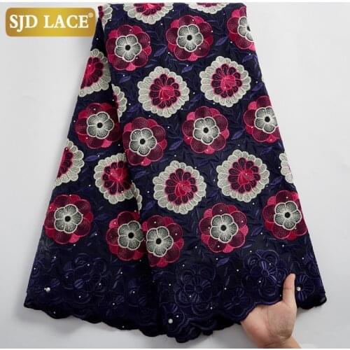 SJD LACE African Lace Dry Fabric Comfortable Soft Cotton Swiss Voile In Switzerland Nigerian Garments Sew For Lady Dress A2464