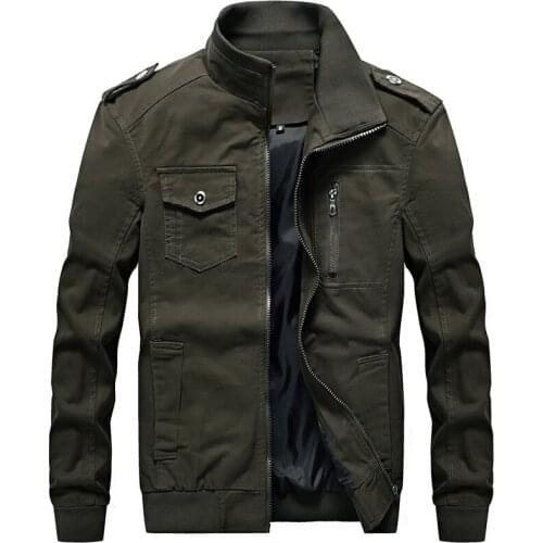 100% Cotton Mens Jacket Washed Multi-pocket 3D Military Clothing jaqueta masculino Mens Spring Autumn Stand Collar Jackets 6XL