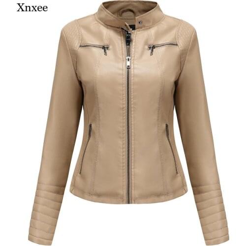Autumn Faux Leather Jacket for Women Winter Long Sleeve Plus Size Fashion Ladies Solid Zipper Biker Coat Female Casual Outwear
