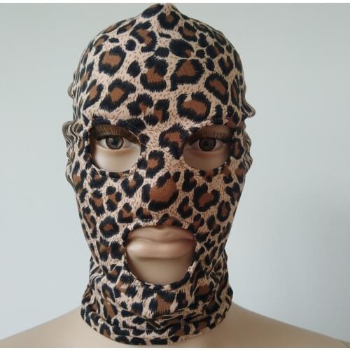 Leoared colour Adult unisex Zentai Costumes Party Accessories Halloween Masks Cosplay Costumes Lycra Mask open eyes mouth