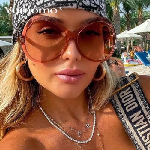 Fashion Vintage Oversized Round Sunglasses Women 2021 Luxury Brand Designer Trendy Retro Oval Sun Glasses For Woman Party UV400