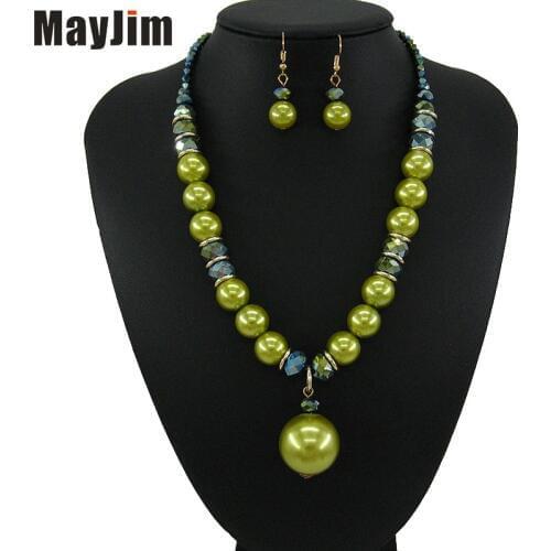 Fashion Bohemia Stone Pendant fashion jewelry sets Handmade beads chain crystal dubai jewelry sets Vintage Bijoux Accessories