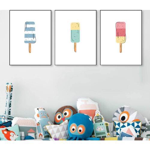 Be Brave Motivational Wall Art Canvas Nordic Posters Prints Cartoon Food Painting Nursery Picture Kids Bedroom Decoration