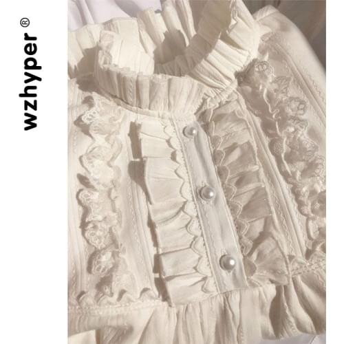 New Arrival Padded New Girls Ruffled Lace Lolita Long-sleeved Jacquard Shirt Lolita Japanese Style