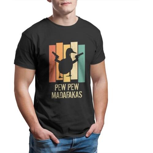 Pew Pew Madafakas Crazy Vintage Duck Funny T-Shirt Couples Matching Cute Oversized Sleeve Streetwear Cosplay Tshirts 11366