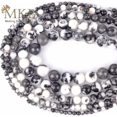 Wholesale Round White Black Zebra Jaspers Loose Beads Diy Jewellery 4 6 8 10 12mm Natural Gem Stone Beads For Making Jewelry