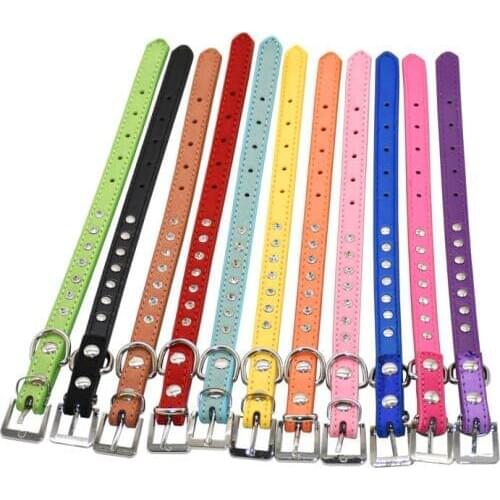 Small Dog Collar Crystal hot bling Rhinestone pu leather Puppy Cat Collars Necklace Neck Strap personality pet products collar