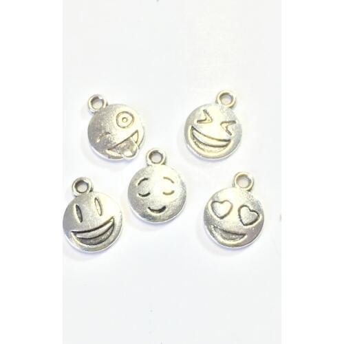 Eruifa 30pcs 10mm Burnished Face Smile Charms Zinc Alloy necklace,earring bracelet jewelry DIY handmade