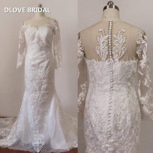 Stunning Sparkle Lace Wedding Dress High Quality Factory Custom Made Bridal Gowns with Unique Illusion Back Plus Size