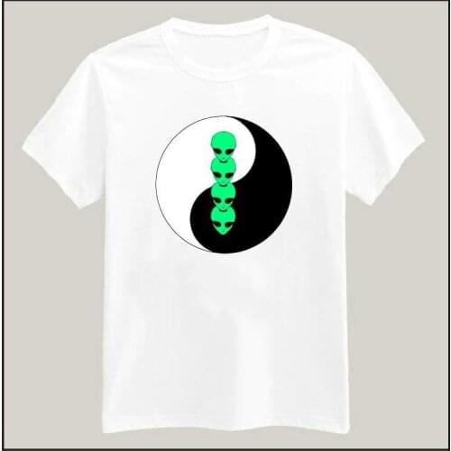 Harajuku alien yin yang Print Women Tshirt Cotton Casual Shirt White Lady Top Tee Big Size Hipster HH305-396