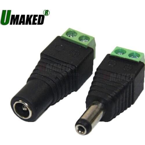 Led Strip Connector Press Type No Welding Power Male Female 5.5x2.1 DC Jack Adapter Plug for 3528 5050 Led Strip Quick Plug