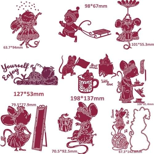 A Variety Of Cute Mice Mouse Set Metal Cutting Dies for DIY Scrapbooking Album Embossing Paper Cards Making Crafts Supplies 2019