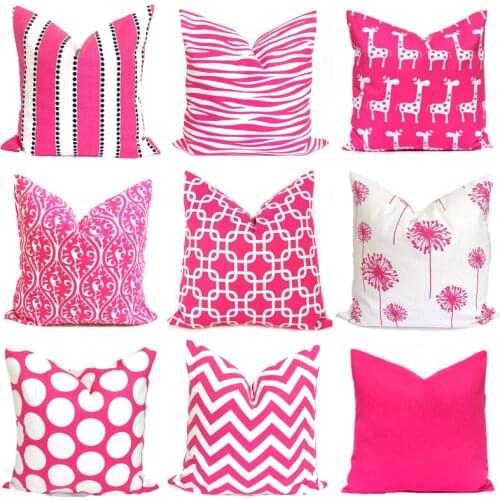 Pink Geometric Pillowcase Polyester Sofa Cushion Cover Bed Pillow Cover Home Decor Car Cushion Case Cute Pillow Case 45*45cm